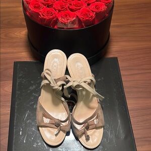 Tod's Tan Sandals with ankle tie Detail and wedge Flat Sole